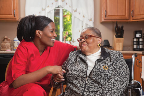 bayada client virginia with her nurse vida